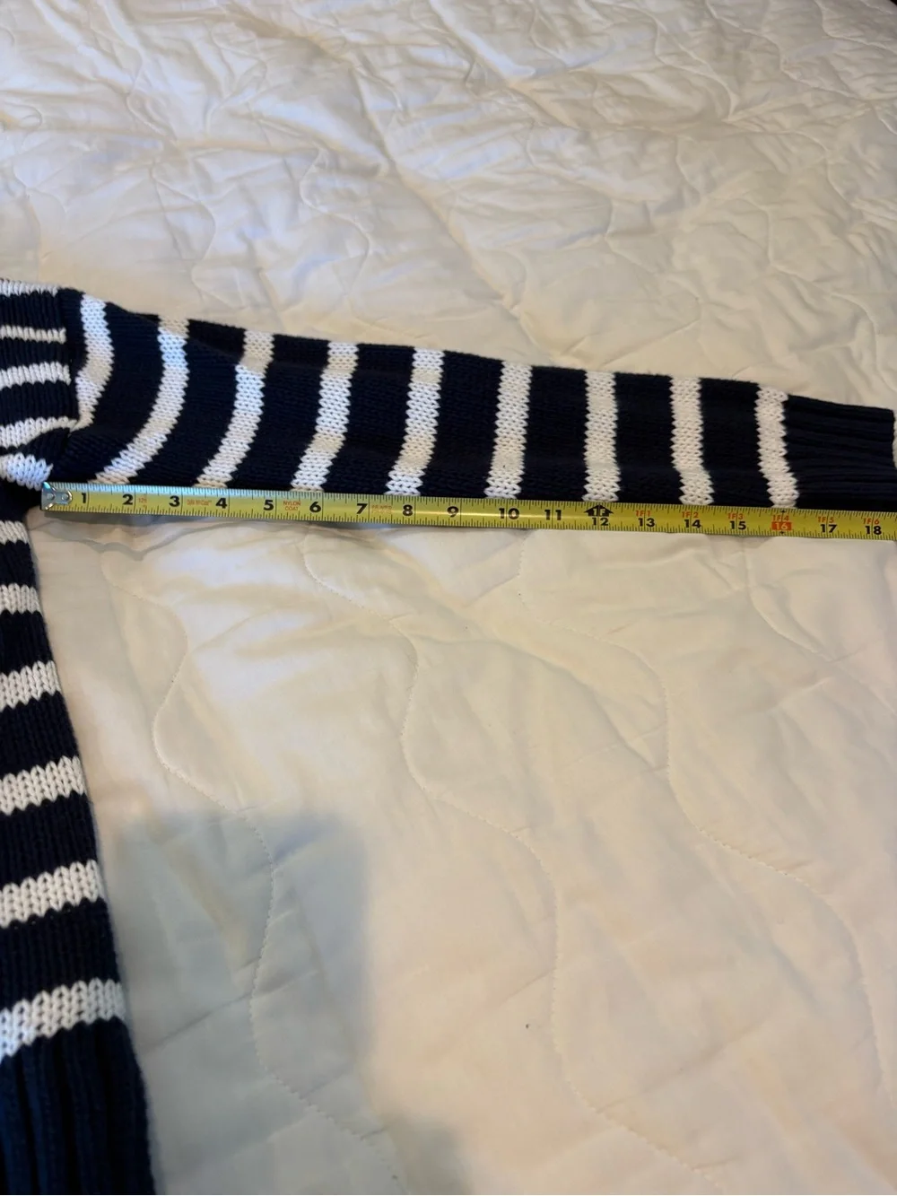 J. Crew Navy and White Striped Knit Cardigan, new no tags, Size L
